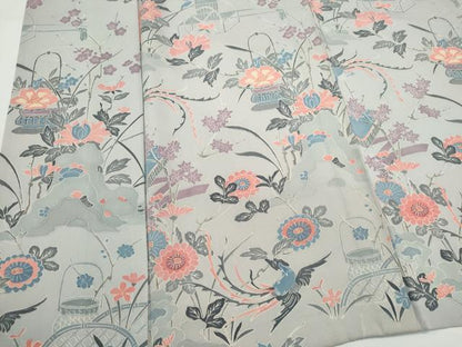 平和屋着物▽上質な小紋　単衣　鳳凰花文　正絹　逸品　CABF6479ou