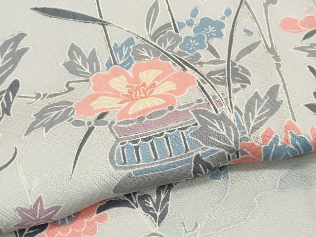 平和屋着物▽上質な小紋　単衣　鳳凰花文　正絹　逸品　CABF6479ou