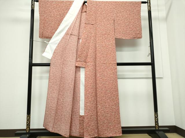 平和屋着物▽上質な小紋　単衣　花尽くし　鬼しぼ縮緬　正絹　逸品　未使用　CABF6480ou