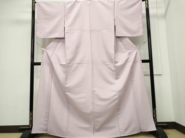 平和屋着物▽小紋　単衣　水玉　洗える着物　未使用　CABF6481ou