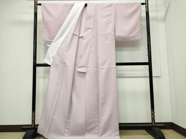 平和屋着物▽小紋　単衣　水玉　洗える着物　未使用　CABF6481ou
