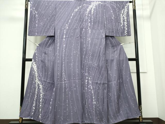 平和屋着物▽訪問着　単衣　絞り　舞桜文　　正絹　逸品　CABF6489ou