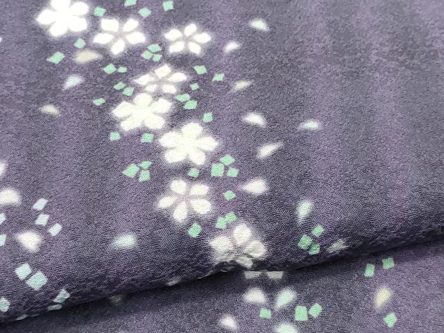 平和屋着物▽訪問着　単衣　絞り　舞桜文　　正絹　逸品　CABF6489ou