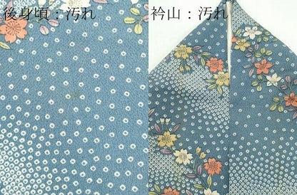 平和屋着物▽上質な小紋　単衣　草花文　鬼しぼ縮緬　正絹　逸品　CABF6493ou