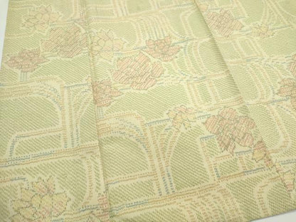 平和屋着物▽上質な紬　単衣　枝花文　正絹　逸品　CABF6494ou