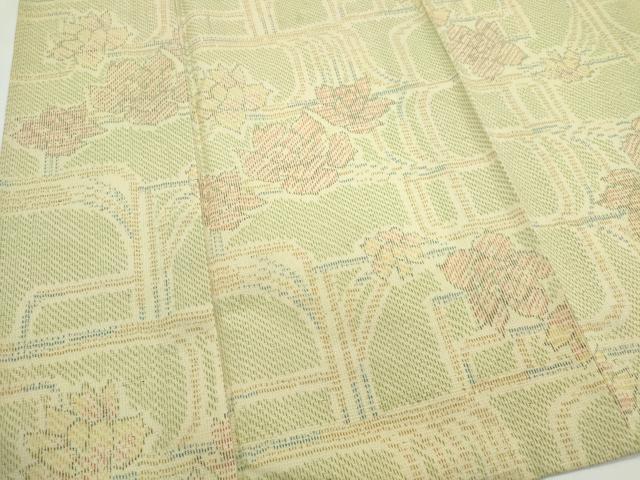 平和屋着物▽上質な紬　単衣　枝花文　正絹　逸品　CABF6494ou