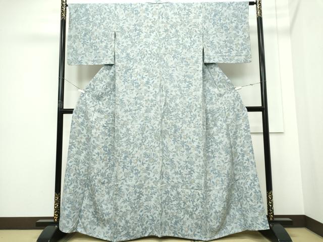 平和屋着物▽上質な小紋　単衣　更紗花蝶文　正絹　逸品　CABF6495ou