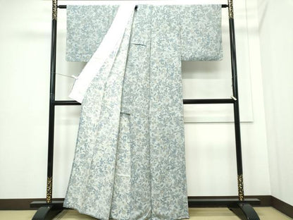 平和屋着物▽上質な小紋　単衣　更紗花蝶文　正絹　逸品　CABF6495ou