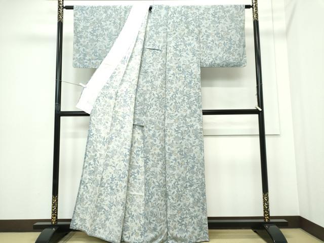 平和屋着物▽上質な小紋　単衣　更紗花蝶文　正絹　逸品　CABF6495ou