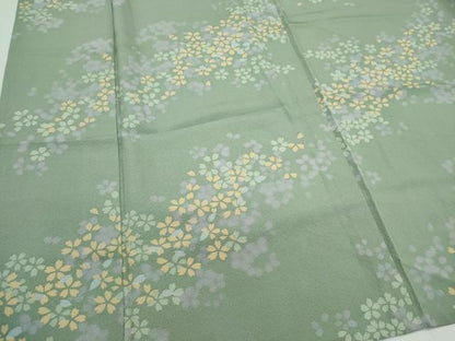 平和屋着物▽上質な小紋　単衣　舞桜文　正絹　逸品　CABF6496ou