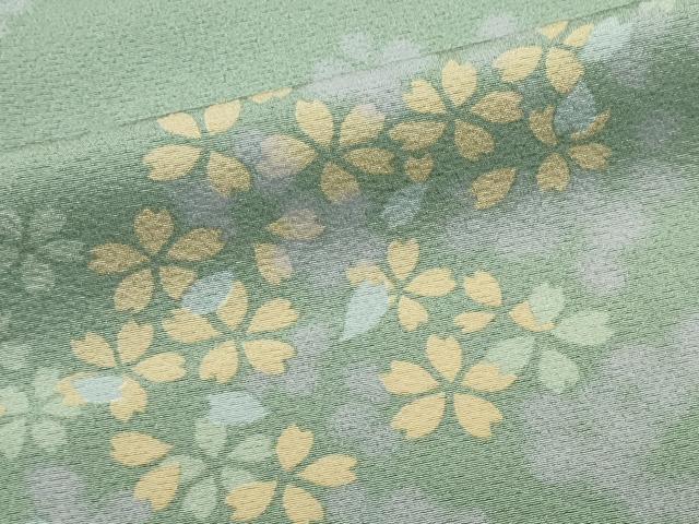 平和屋着物▽上質な小紋　単衣　舞桜文　正絹　逸品　CABF6496ou