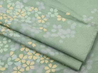 平和屋着物▽上質な小紋　単衣　舞桜文　正絹　逸品　CABF6496ou