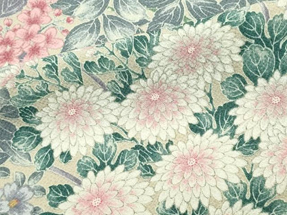 平和屋着物▽上質な小紋　単衣　花尽くし　鬼しぼ縮緬　正絹　逸品　CABF6498ou