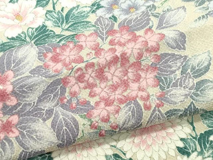 平和屋着物▽上質な小紋　単衣　花尽くし　鬼しぼ縮緬　正絹　逸品　CABF6498ou