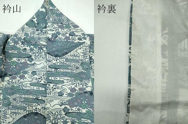 平和屋着物▽上質な小紋　単衣　風景文　正絹　逸品　CABF6500ou
