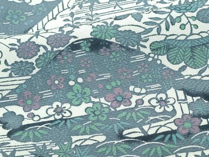 平和屋着物▽上質な小紋　単衣　風景文　正絹　逸品　CABF6500ou