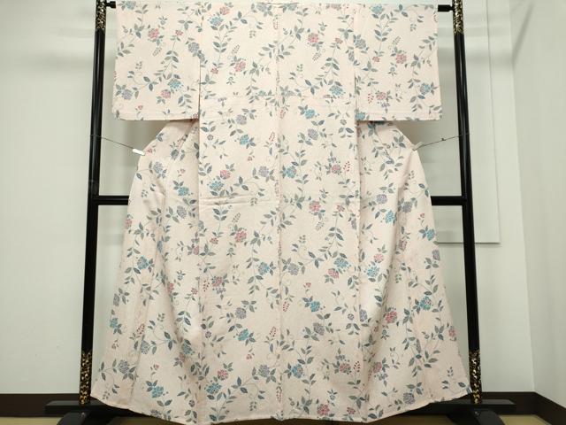 平和屋着物▽上質な小紋　単衣　蔦の葉花文　正絹　逸品　CABF6502ou