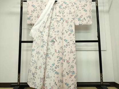 平和屋着物▽上質な小紋　単衣　蔦の葉花文　正絹　逸品　CABF6502ou