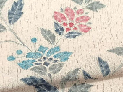 平和屋着物▽上質な小紋　単衣　蔦の葉花文　正絹　逸品　CABF6502ou