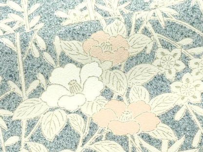 平和屋着物▽上質な小紋　単衣　枝花文　たたき染め　正絹　逸品　CABF6503ou