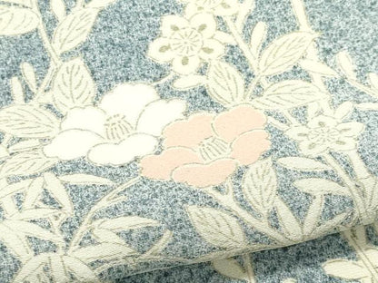 平和屋着物▽上質な小紋　単衣　枝花文　たたき染め　正絹　逸品　CABF6503ou