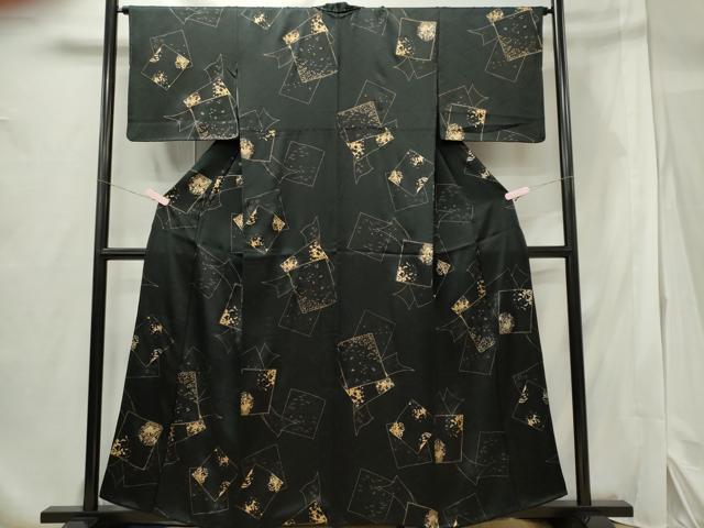 平和屋着物＃羽織　草花丸文　黒地　金彩　正絹　逸品　CABE5544in 平和屋着物○豪華振袖 総絞り 駒刺繍 草花丸文 黒地 金彩 正絹 逸品