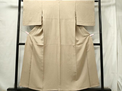 平和屋着物■上質な色無地 白橡色 正絹 逸品 CABF6518ou