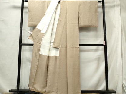 平和屋着物■上質な色無地 白橡色 正絹 逸品 CABF6518ou
