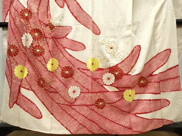 平和屋着物□豪華振袖 駒刺繍 絞り 舞花文 正絹 逸品 CABF6522ou