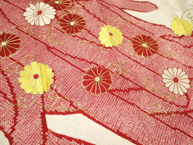 平和屋着物●豪華振袖　駒刺繍　絞り　舞花文　正絹　逸品　AABF7051ck 平和屋着物□豪華振袖 駒刺繍 絞り 舞花文 正絹 逸品 CABF6522ou