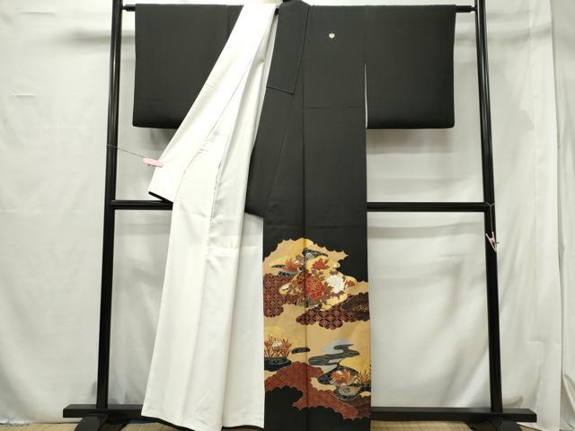 平和屋着物■豪華黒留袖 鴛鴦花文 金彩 正絹 逸品 CABF6524ou
