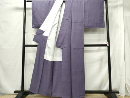 平和屋着物■上質な色無地 草花地紋 紫苑色 正絹 逸品 CABF6532ou
