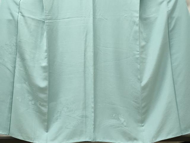 平和屋着物■豪華色留袖 色無地 立波地紋 白藍色 正絹 逸品 CABF6533ou