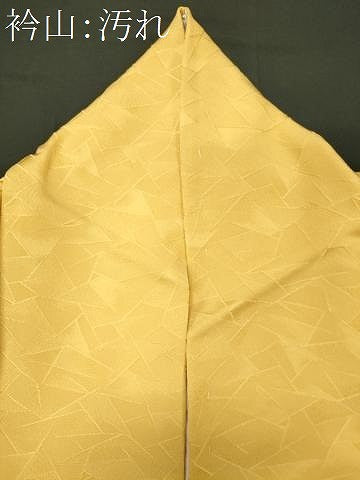 平和屋着物■上質な色無地 幾何学地紋 卵色 正絹 逸品 CABF6536ou