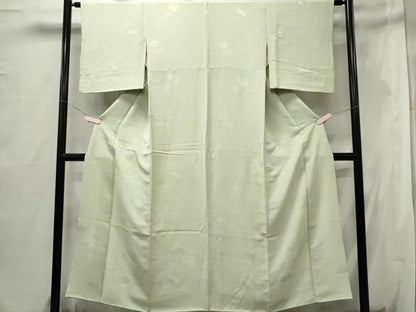 平和屋着物■上質な色無地 地紙流水地紋 白緑色 正絹 逸品 CABF6538ou