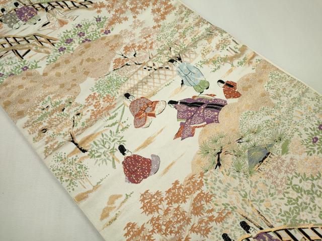 平和屋着物◎六通柄袋帯 唐織 大原三千院の図 金糸 正絹 逸品 CABF6544ou