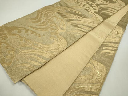 平和屋着物◎六通柄袋帯 立波文 金糸 正絹 逸品 CABF6546ou