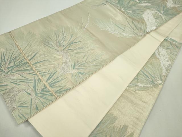 平和屋着物◎六通柄袋帯 唐織 枝松文 銀糸 正絹 逸品 CABF6547ou