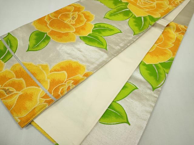 平和屋着物◎六通柄袋帯 唐織 草花文 金銀糸 正絹 逸品 CABF6548ou