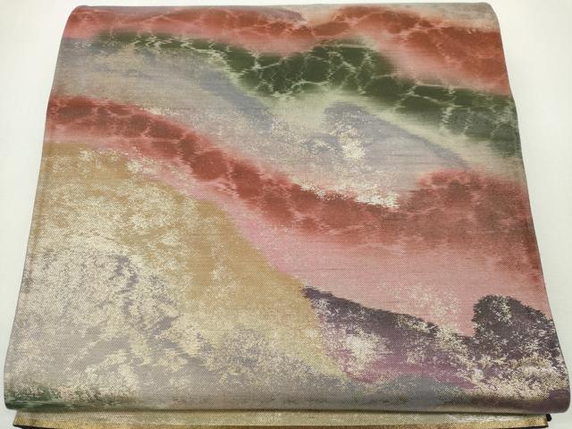 平和屋着物◎六通柄 京袋帯 霞文 金糸 正絹 逸品 CABF6557ou