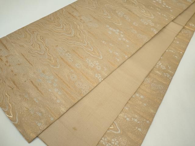 平和屋着物◎六通柄 京袋帯 流水草花文 金銀糸 正絹 逸品 CABF6567ou