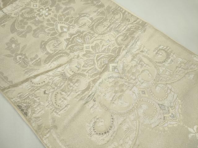 平和屋着物◎六通柄袋帯 唐織 正倉院花文 銀糸 正絹 逸品 CABF6568ou
