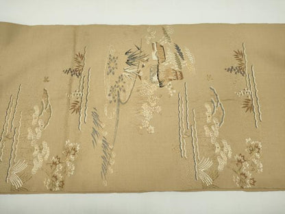 平和屋着物◎太鼓柄 本袋帯 唐織 風景文 金糸 正絹 逸品 CABF6569ou