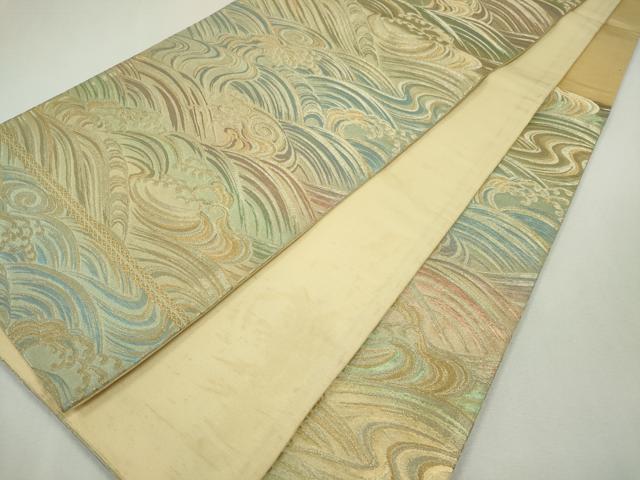 平和屋着物◎流水袋帯 立波文 金銀糸 正絹 逸品 CABF6571ou