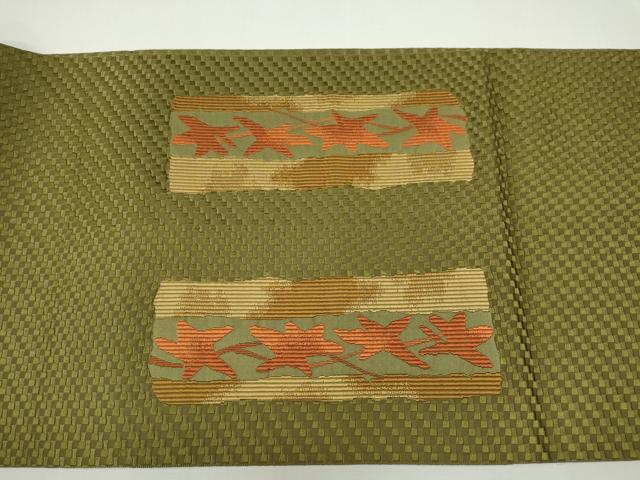 平和屋着物◎八寸名古屋帯 市松織 楓間道 蟹 正絹 逸品 CABF6575ou