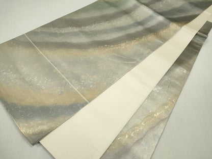 平和屋着物◎六通柄袋帯 霞文 金銀糸 正絹 逸品 CABF6578ou