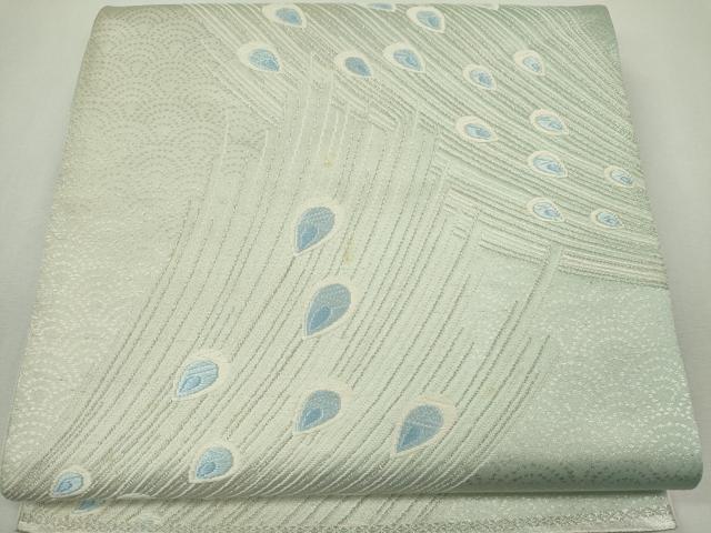 平和屋着物◎六通柄袋帯 唐織 孔雀羽文 金糸 正絹 逸品 CABF6579ou