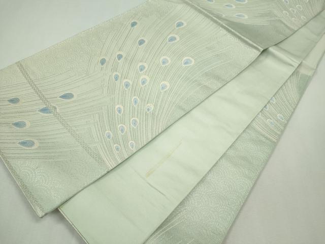 平和屋着物◎六通柄袋帯 唐織 孔雀羽文 金糸 正絹 逸品 CABF6579ou