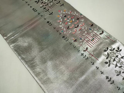 平和屋着物◎六通柄袋帯 草花文 金銀糸 正絹 逸品 CABF6582ou