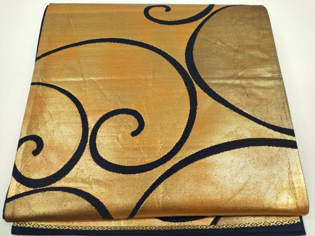 平和屋着物◎六通柄袋帯 蔦の葉文 金糸 正絹 逸品 CABF6586ou